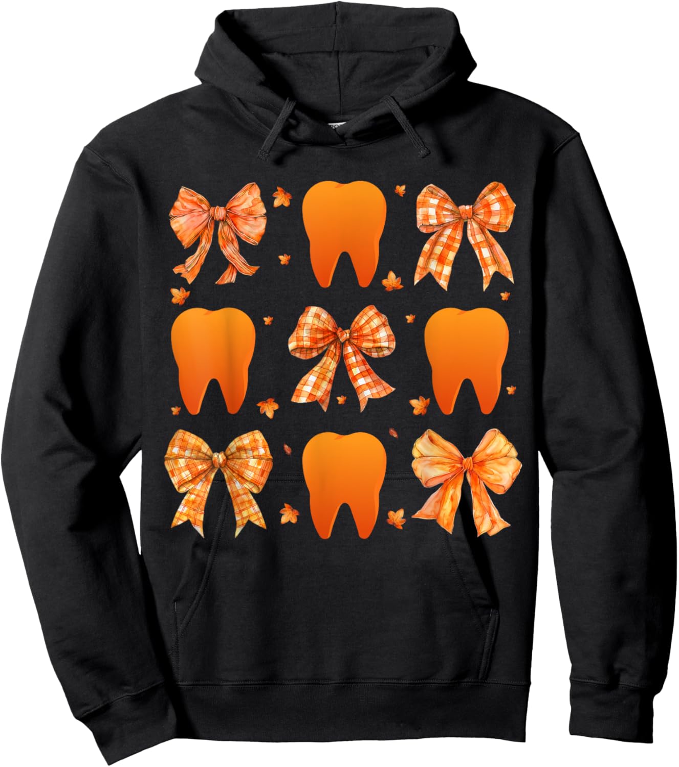 Dental Fall Thanksgiving Dental Assistant Coquette Teeth Hoodie - Hoodie | Black