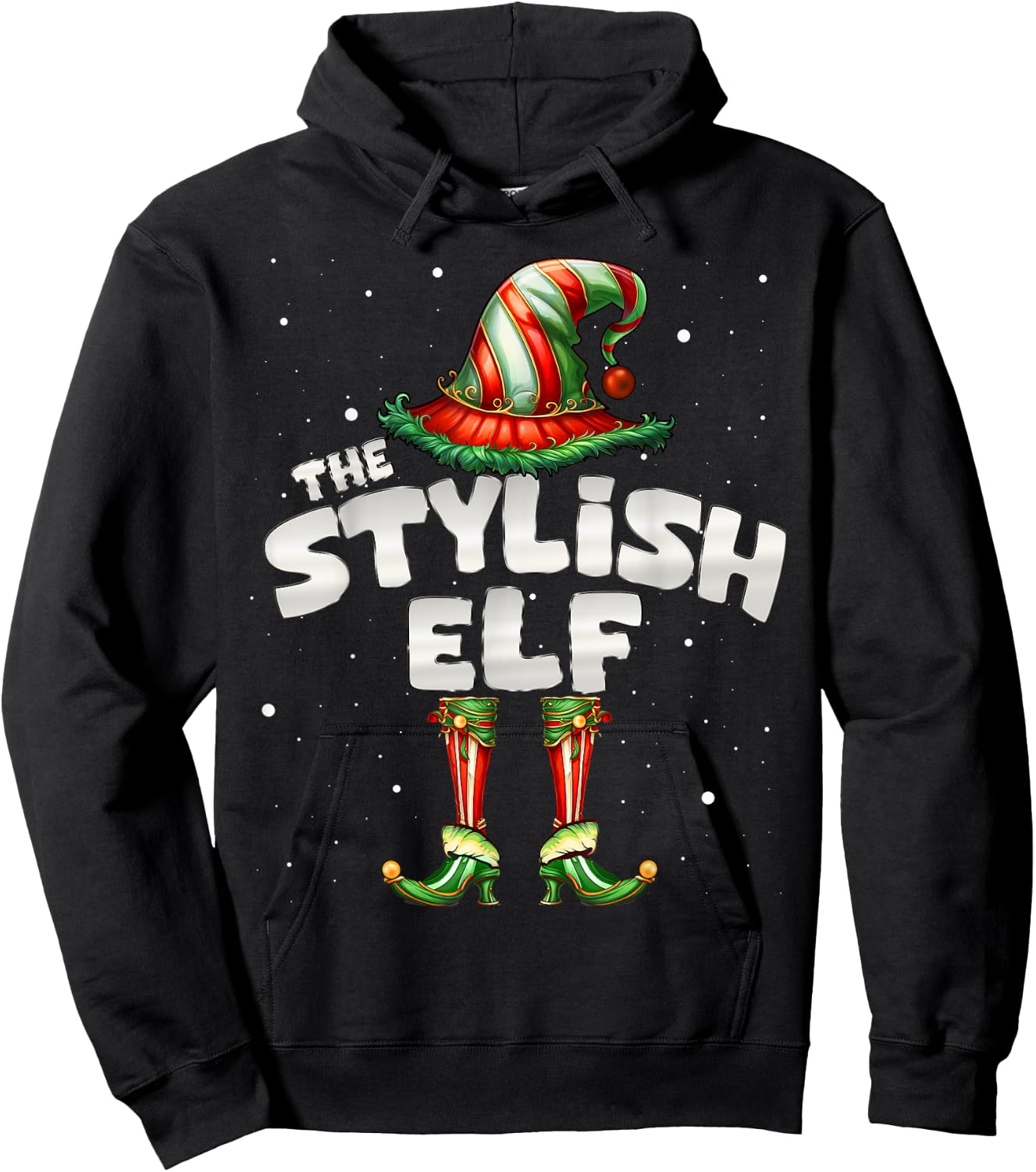 I'm The Stylish Elf Family Matching Group Christmas Hoodie - Hoodie | Black