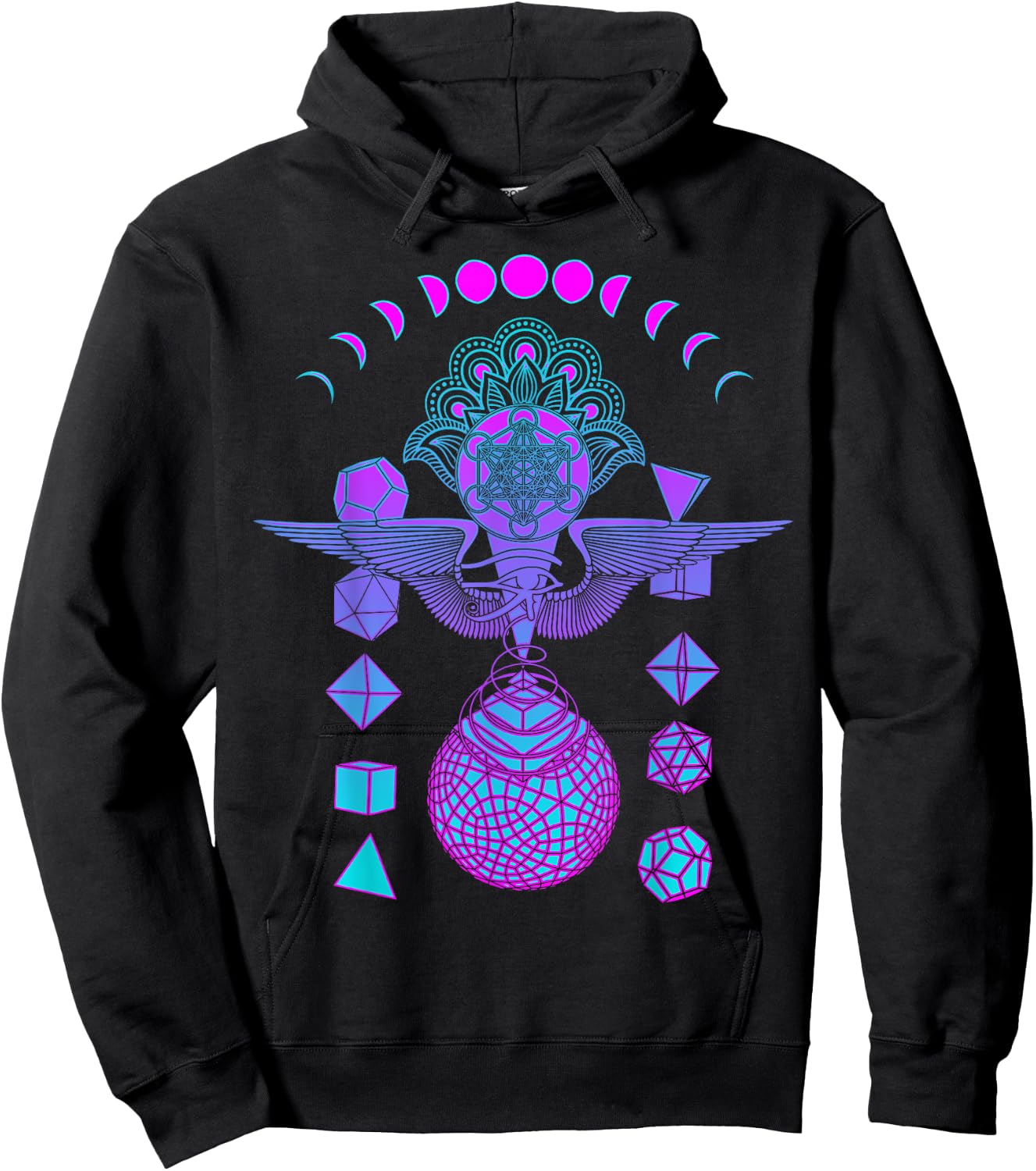 Wisdom Holy Geometry Purple Graphic Psychedelic Festival Hoodie - Hoodie | Black