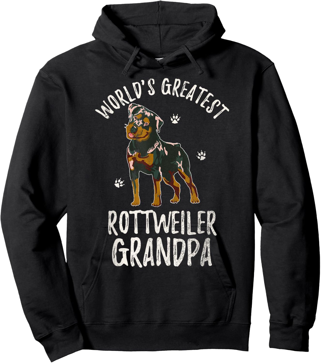 World's Greatest Rottweiler Grandpa Funny Rottie Puppy Lover Hoodie - Hoodie | Black