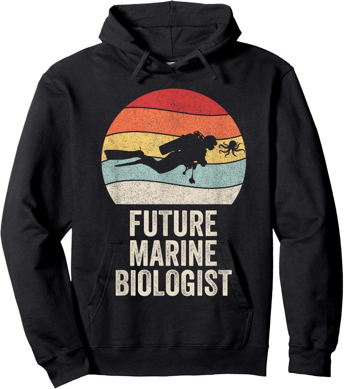 Retro Future Marine Biologist Shirt Gift Marine Biology Hoodie - Hoodie | Black
