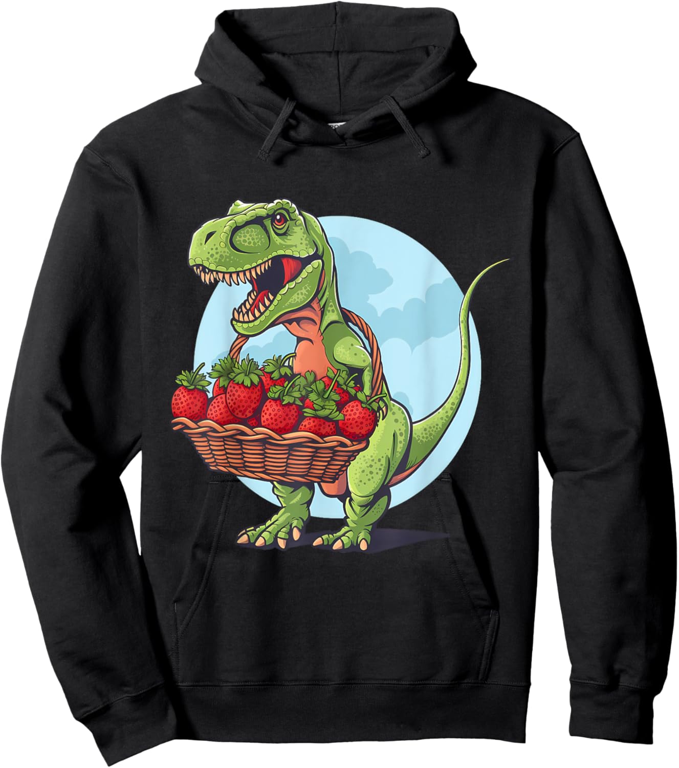 Strawberry Dinosaur Strawberry Fruit Wildlife Drawing Nature Hoodie - Hoodie | Black