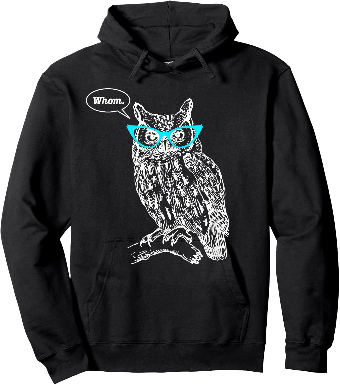 Owl Whom Who Glasses Funny Grammar English Teacher Writers Hoodie - Hoodie | Black