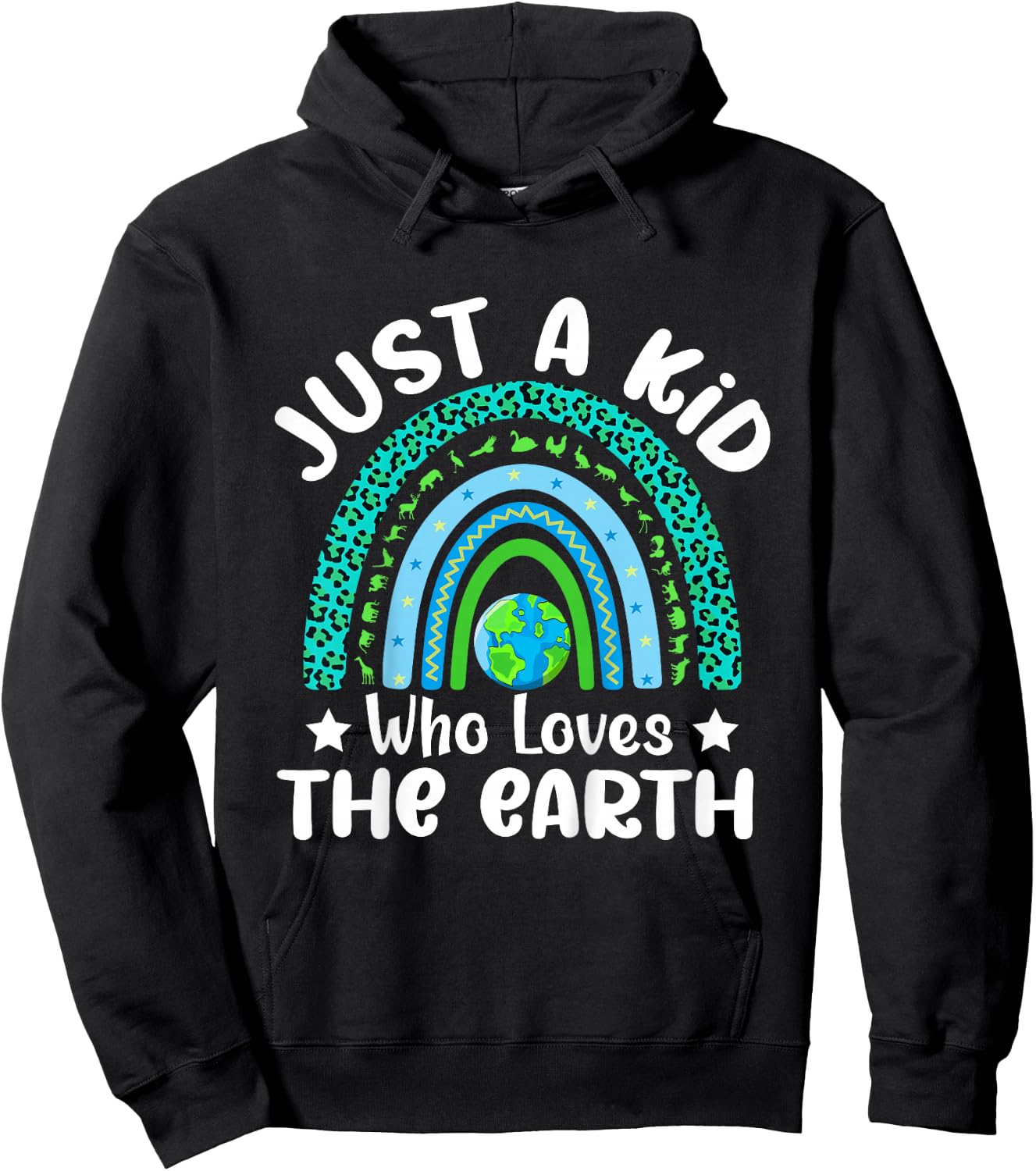 Kids Cute Earth Day 2024 Boys Rainbow Save The Earth Hoodie - Hoodie | Black