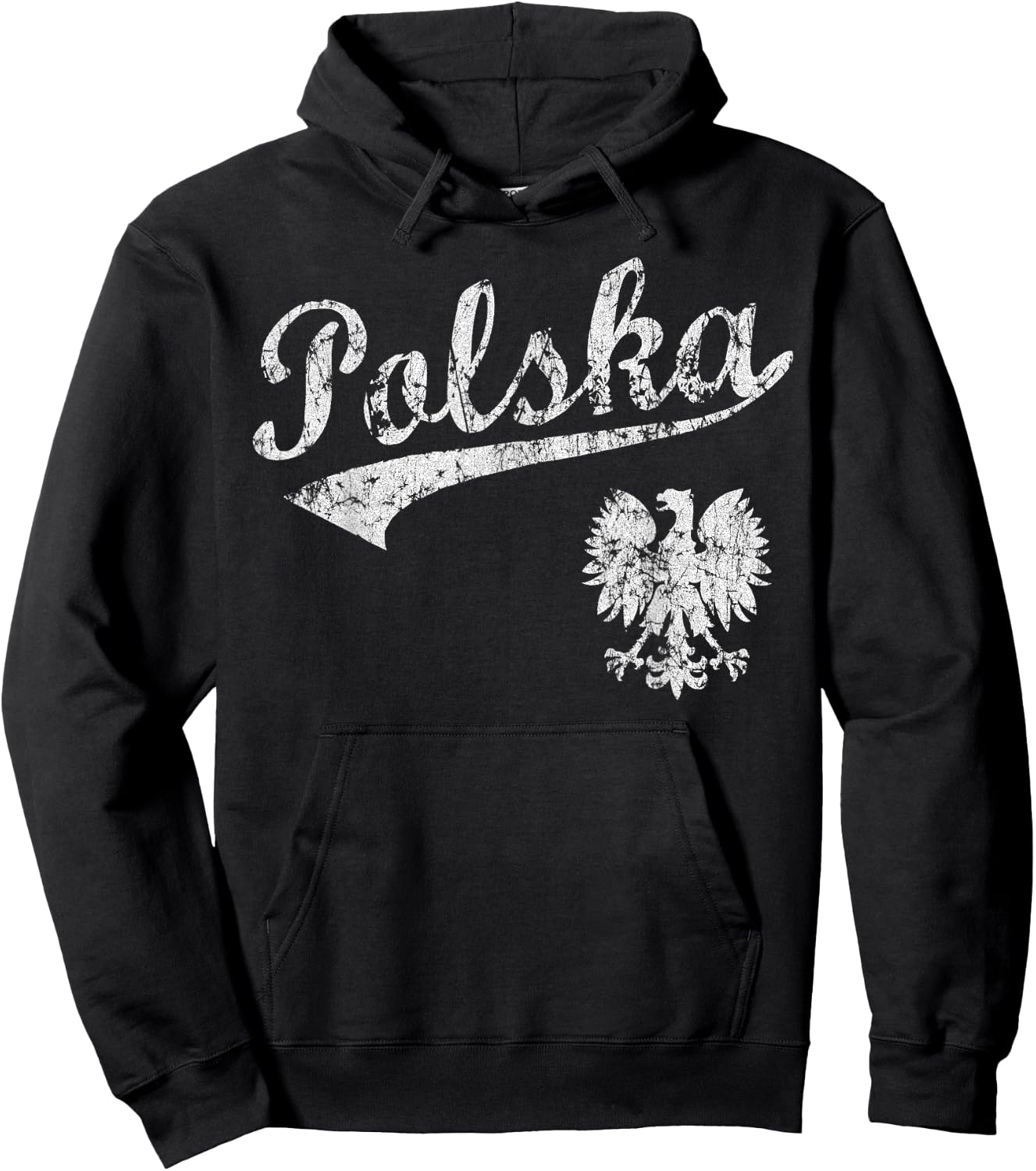 Vintage Fade Polska Polish American Poland Men Women Kids Hoodie - Hoodie | Black