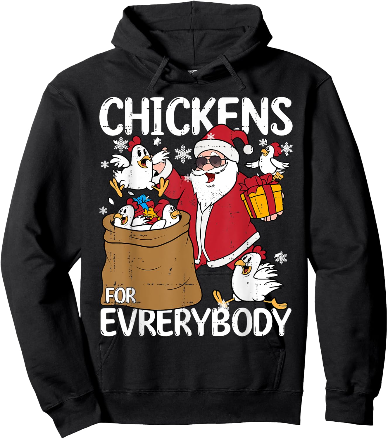 Chickens for Everybody Christmas Chicken Funny Hoodie - Hoodie | Black