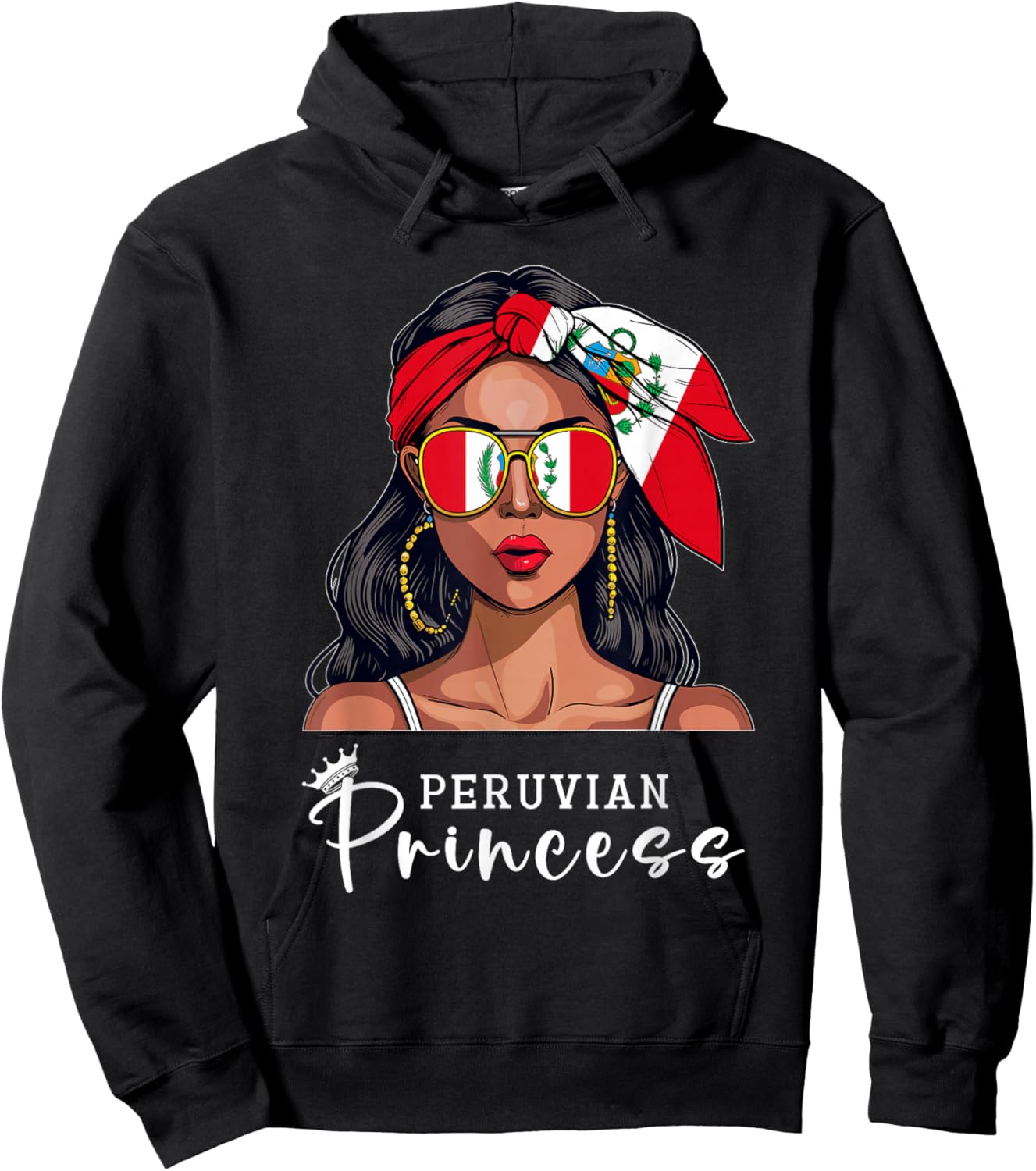 Peruvian Souvenirs Products Woman Flag Princess Peru Hoodie - Hoodie | Black