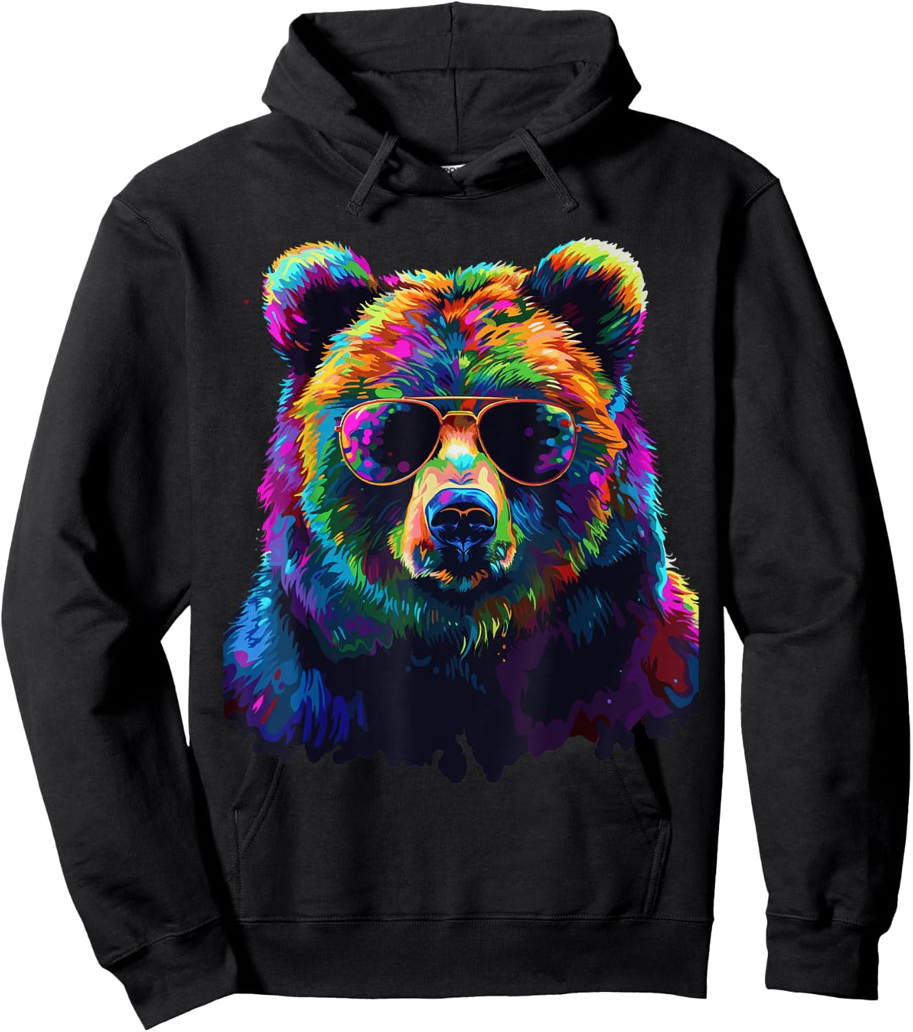Grizzly Bear Lovers Design Pop Art Funny Grizzly Bear Hoodie - Hoodie | Black