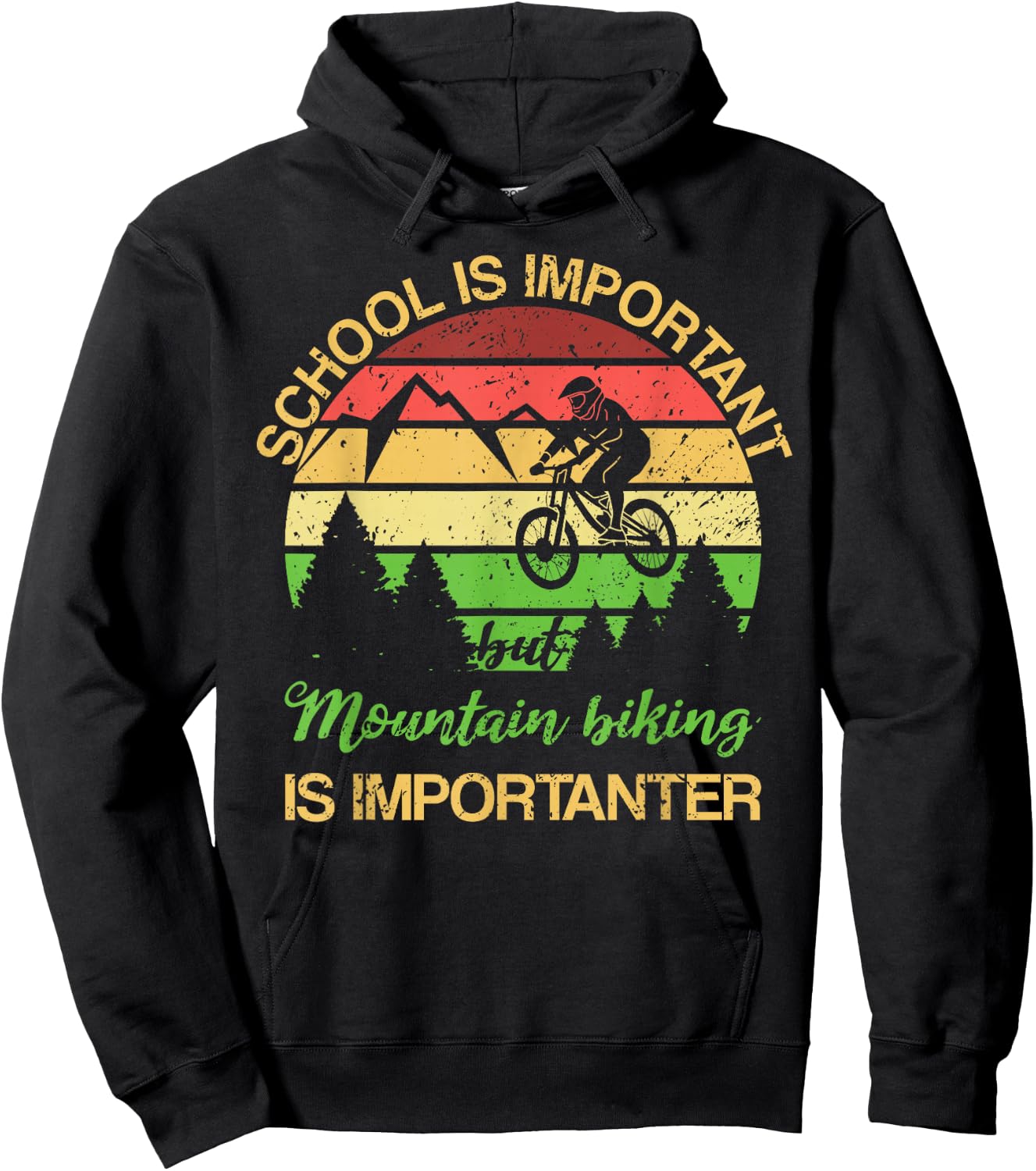 School is Important But Mountain Biking is Importanter Kids Hoodie - Hoodie | Black