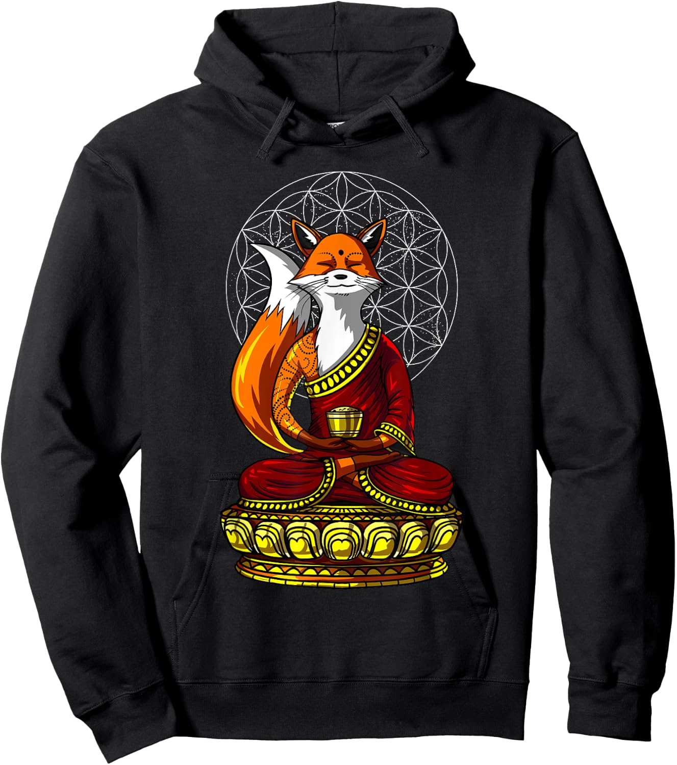 Fox Buddha Zen Yoga Meditation Funny Animal Spiritual Hoodie - Hoodie | Black