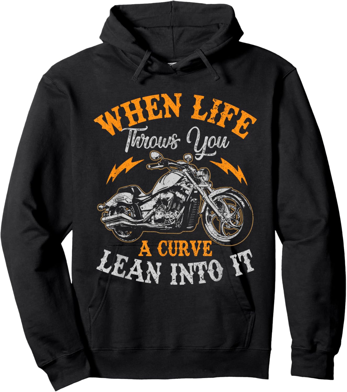 Motorcycle Biker When Life Throws You A Curve Lean Into It Hoodie - Hoodie | Black