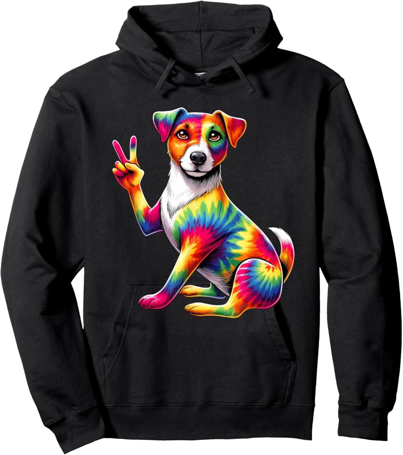 Peace Sign Tie Dye Jack Russell dog Hoodie - Hoodie | Black
