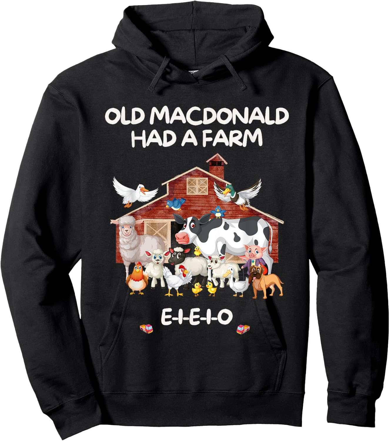 Old MacDonald Had a Farm E-I-E-I-O Boy Toddler Kids Birthday Hoodie - Hoodie | Black