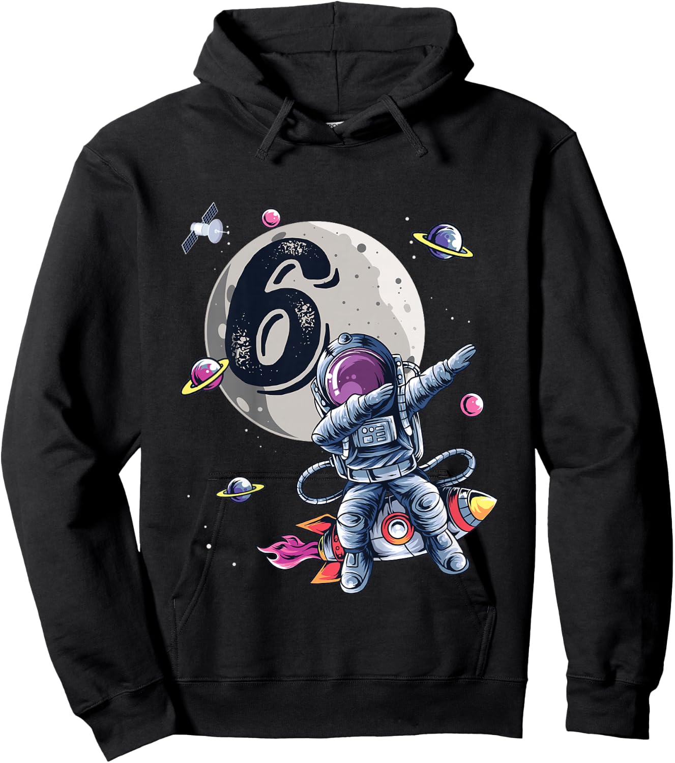 Kids 6 Years Old Birthday Boy Astronaut Gifts Space 6th B-Day Hoodie - Hoodie | Black
