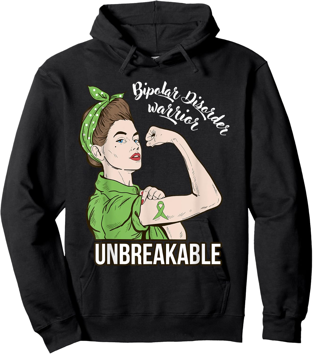 Bipolar Disorder Awareness Warrior Unbreakable Her Support Hoodie - Hoodie | Black