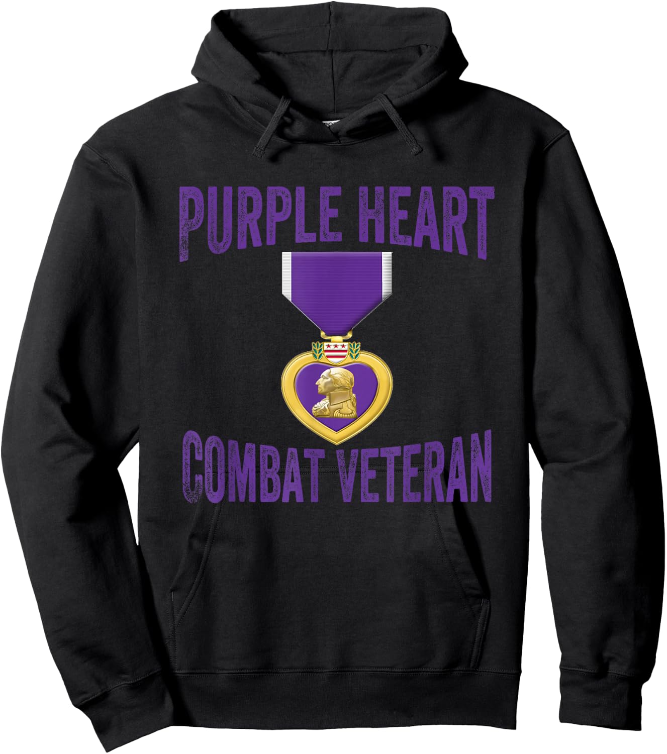 Purple Heart Combat Veteran - purple heart medal Hoodie - Hoodie | Black