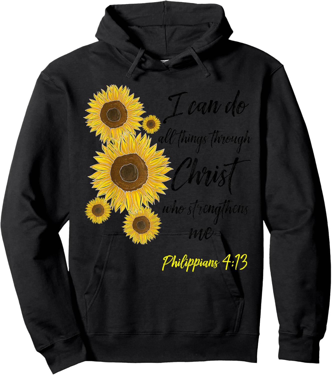 Cute Christian Sunflower Gift | Best Religious Women Moms Hoodie - Hoodie | Black