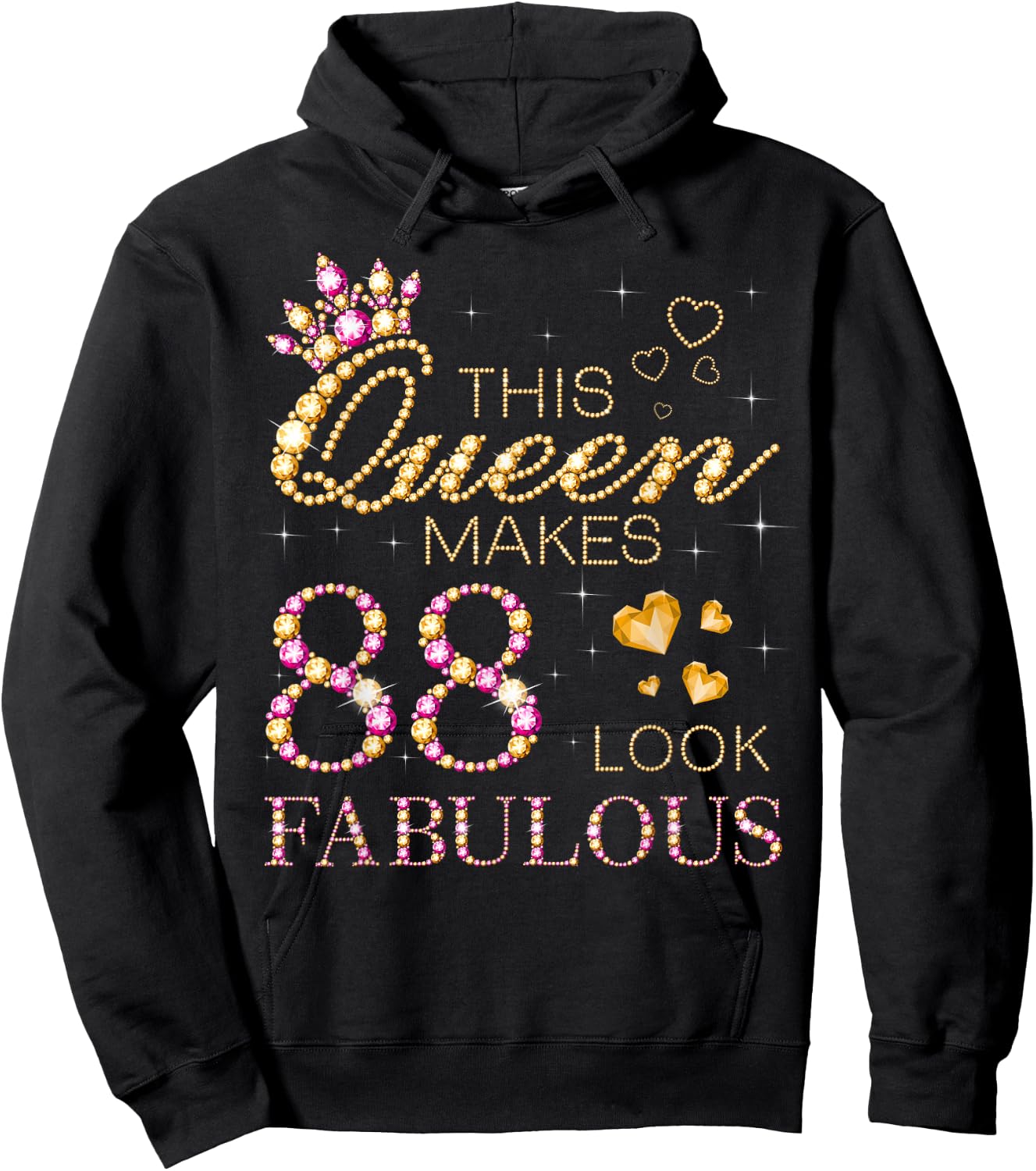 This Queen Makes 88 Look Fabulous 88th Birthday Queen Hoodie - Hoodie | Black