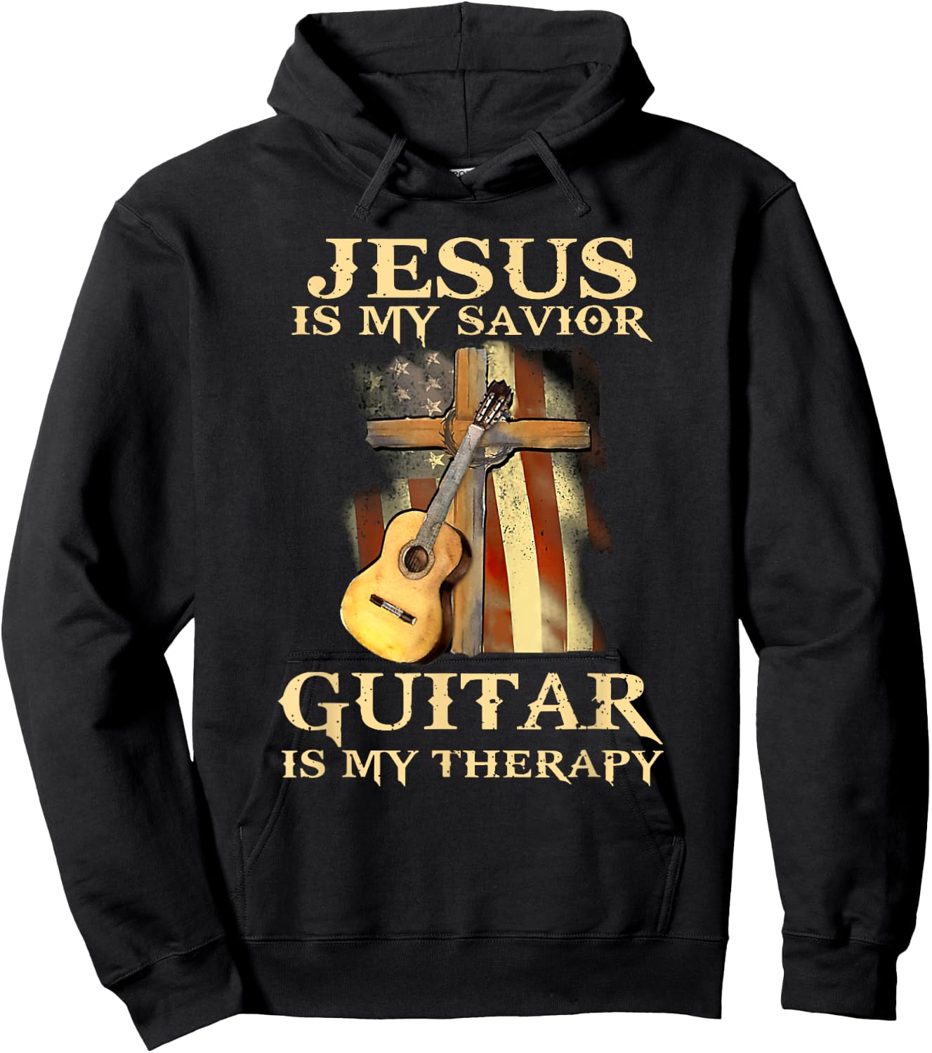 Jesus Is My Savior Guitar Is My Therapy Hoodie - Hoodie | Black