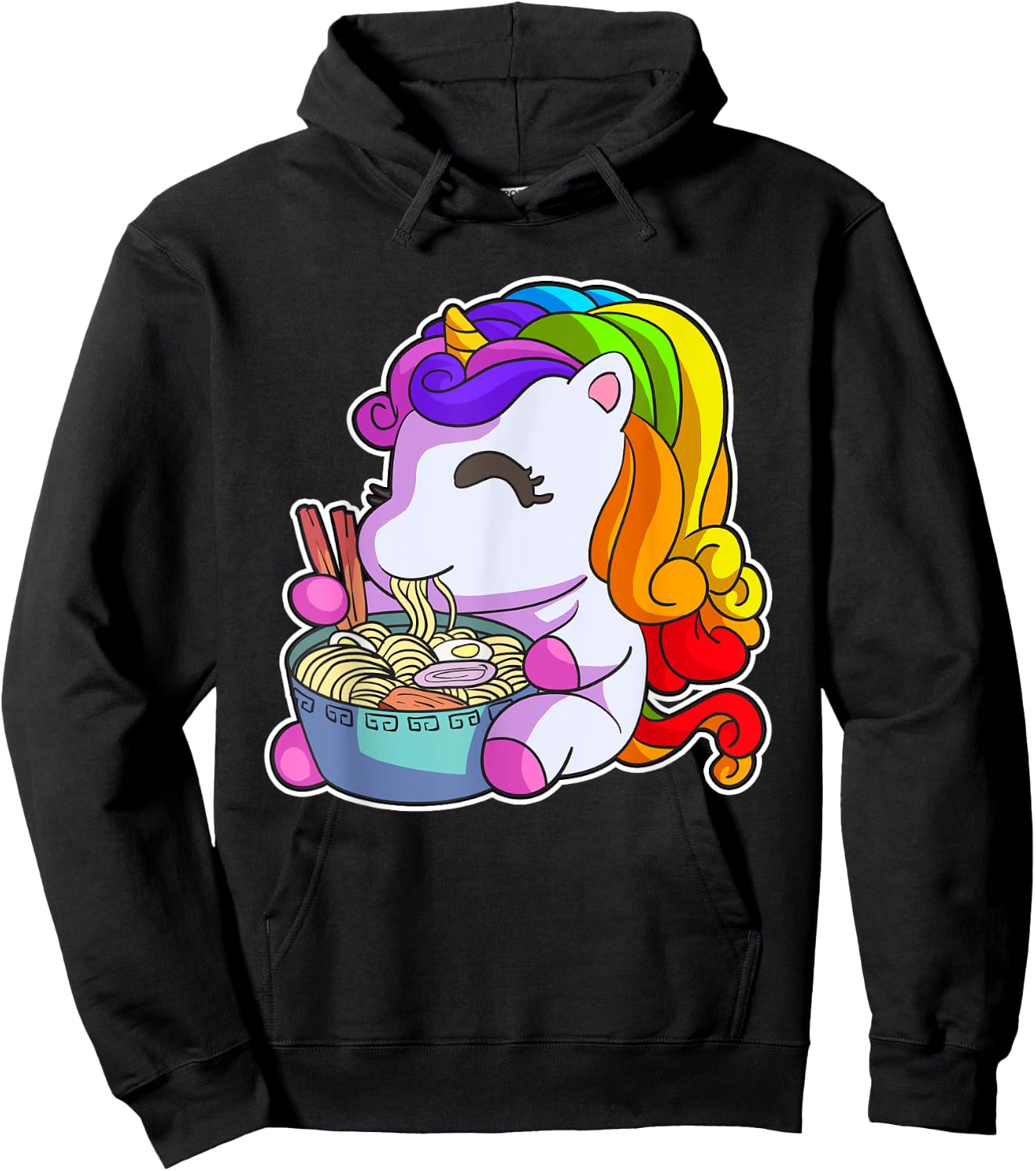 Kawaii Ramen Shirt Women Ramen Noodles Gift Unicorn Girls Hoodie - Hoodie | Black