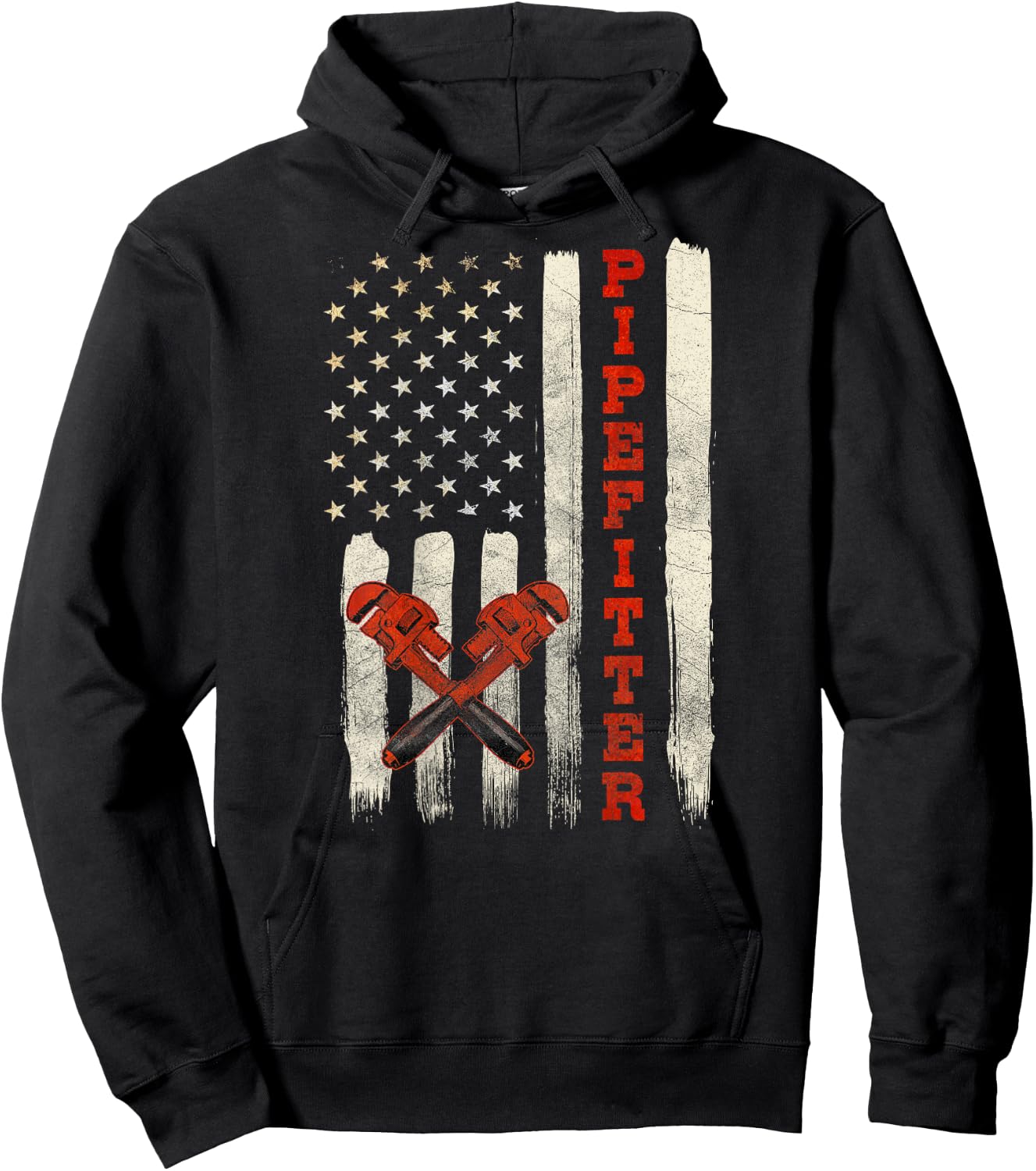 Pipefitter Gifts Funny Plumber Image On Back Of Shirt Hoodie - Hoodie | Black