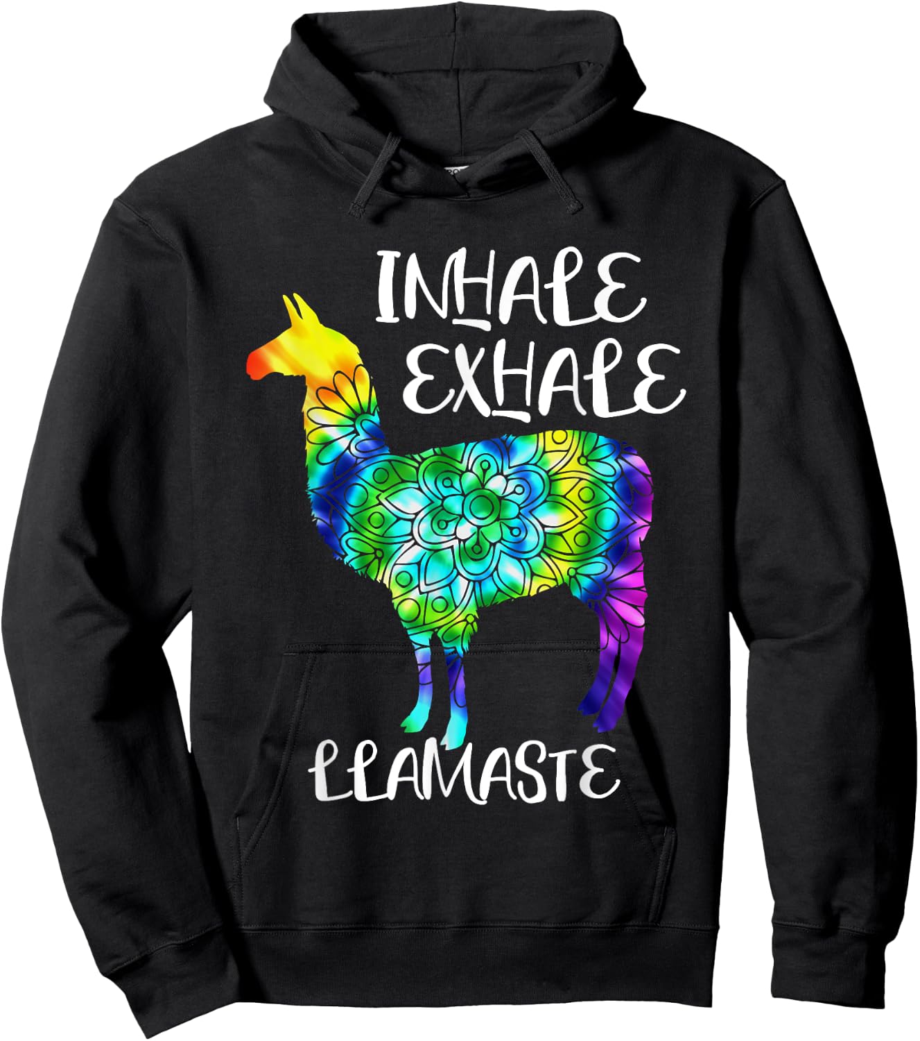 Inhale Exhale Llamaste Namaste Llama ,Cute Llama Yoga Hoodie - Hoodie | Black
