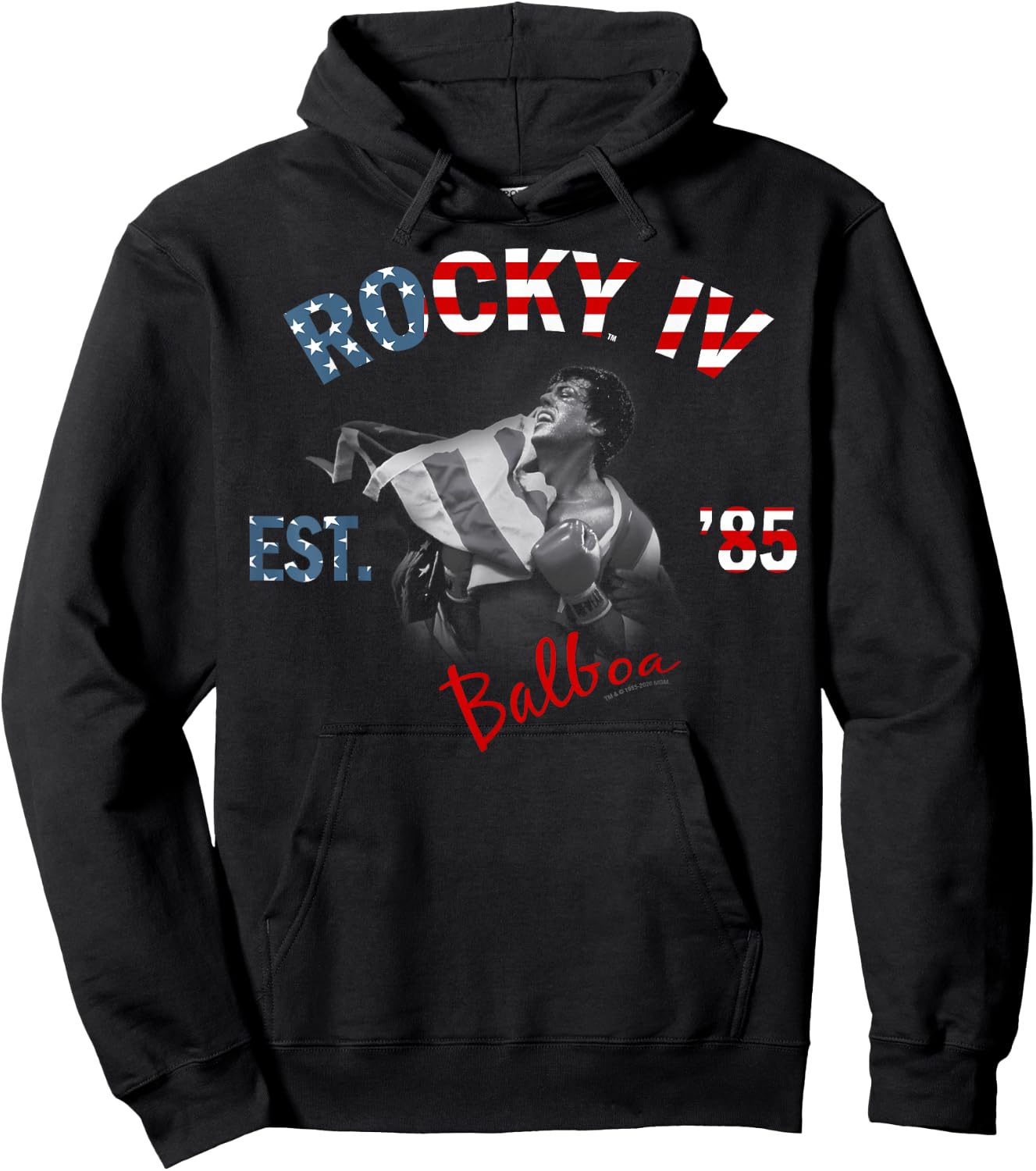 Rocky IV Est. '85 American Flag Fill Hoodie - Hoodie | Black