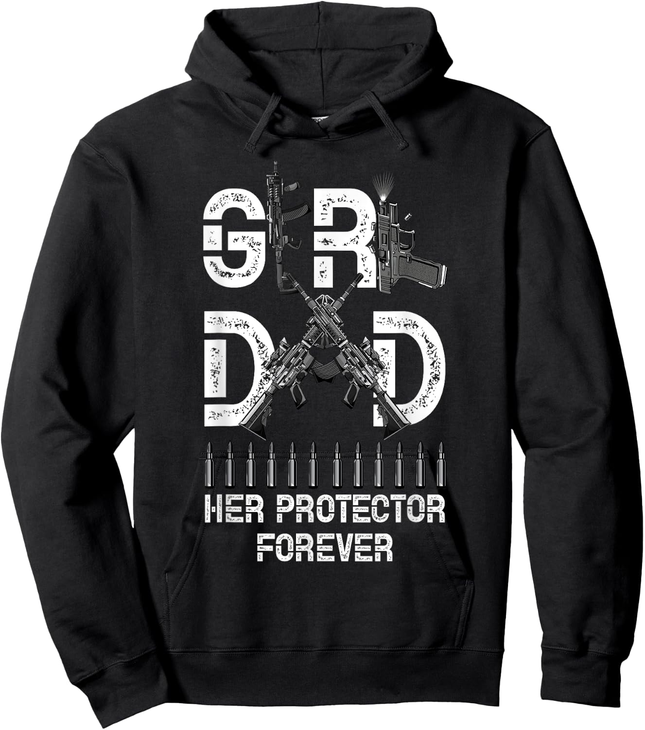 Girl a Dad Her Protector Forever Father of Girls Fathers Day Hoodie - Hoodie | Black