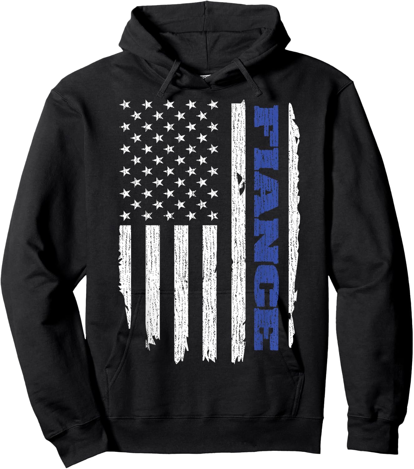 Police Fiance American Flag USA Thin Blue Women Men Hoodie - Hoodie | Black