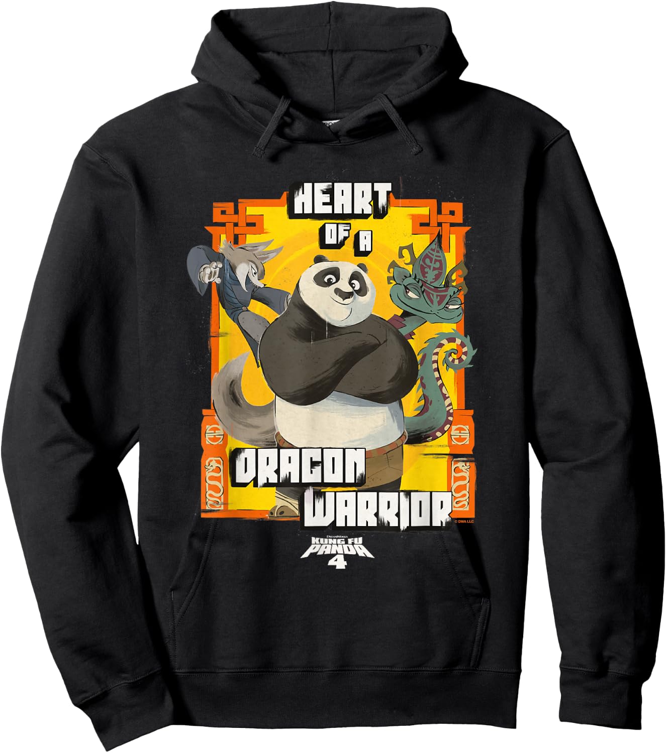 Kung Fu Panda 4 Heart Of A Dragon Warrior Vintage Portrait Hoodie - Hoodie | Black