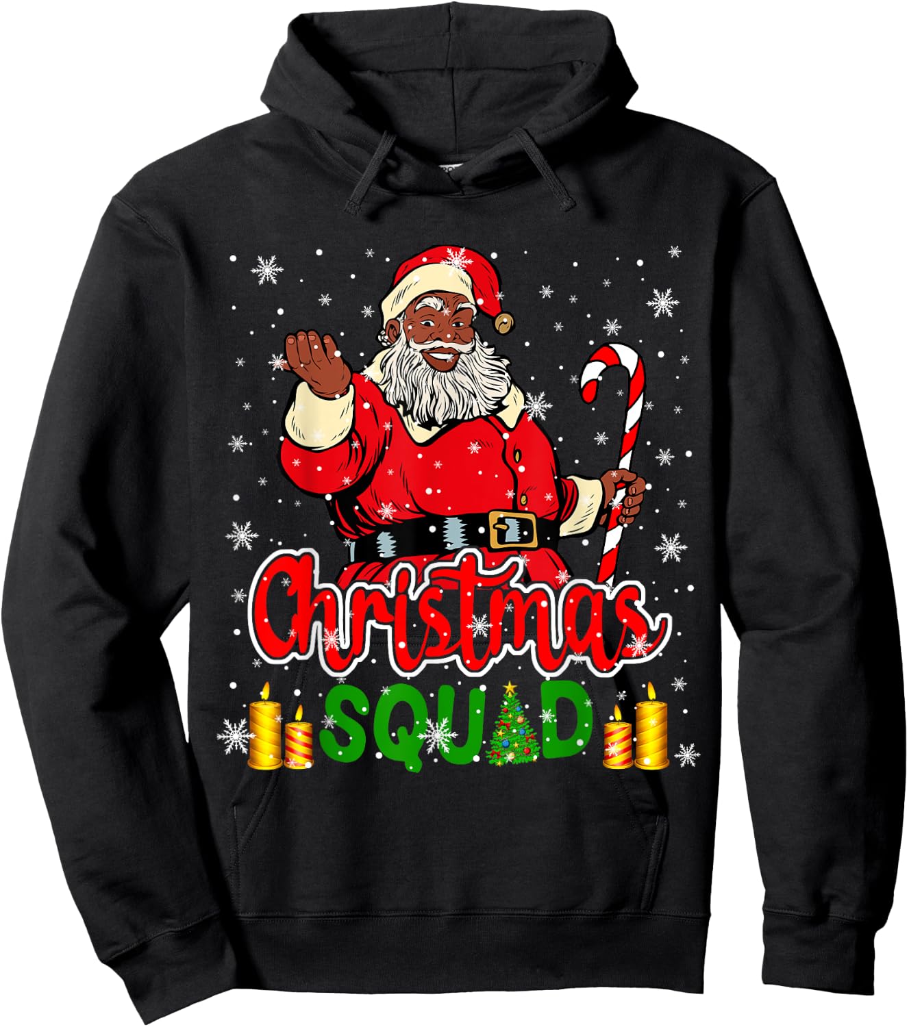 Christmas Squad Santa Afro Man Proud Black African American Hoodie - Hoodie | Black