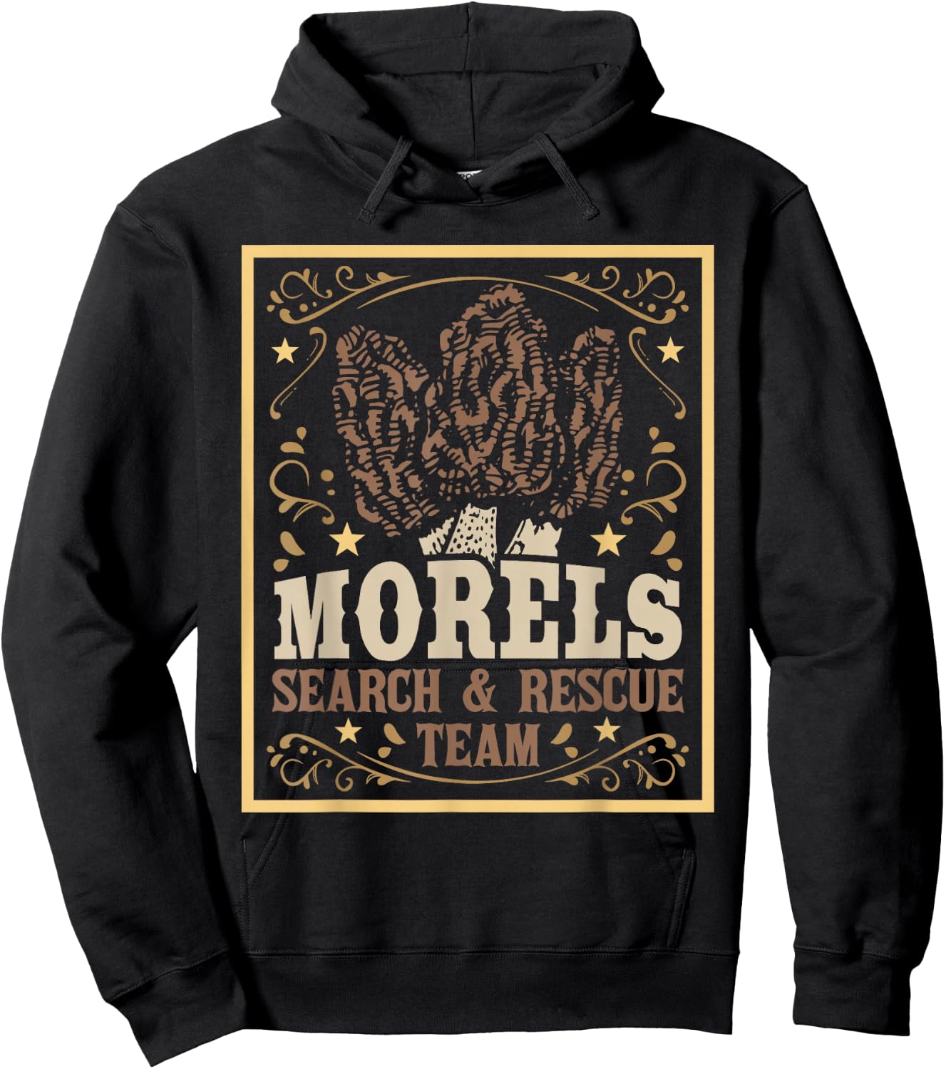 Morel Search Rescue Team - Mushroom Hunting Mushroom Hunter Hoodie - Hoodie | Black