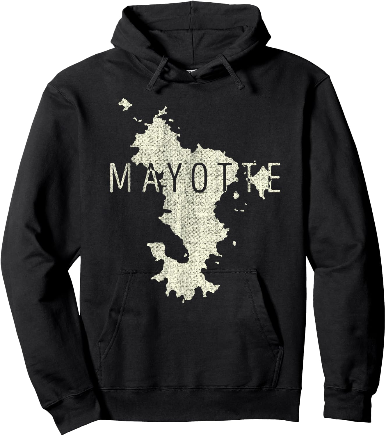 Mayotte Map Word Art - Distressed French Island Souvenir Hoodie - Hoodie | Black
