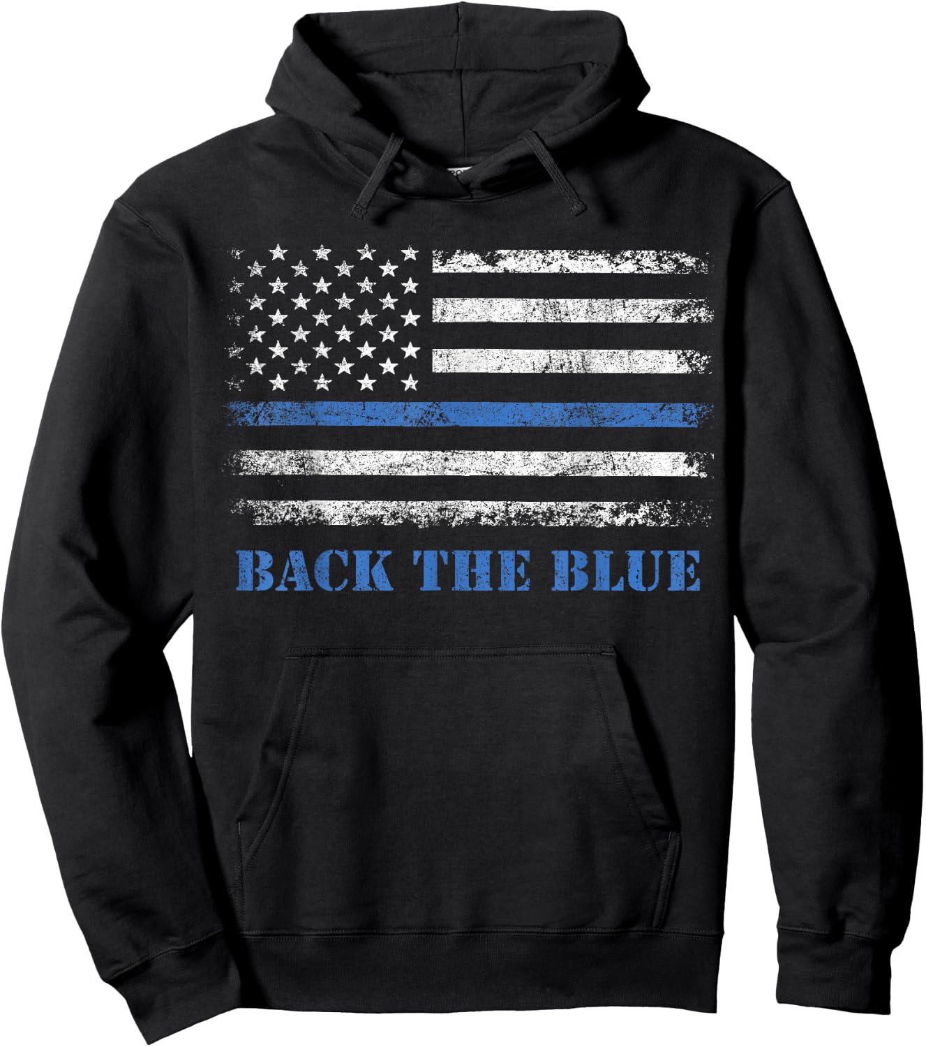 Back The Blue Thin Blue Line American Flag - Police Support Hoodie - Hoodie | Black