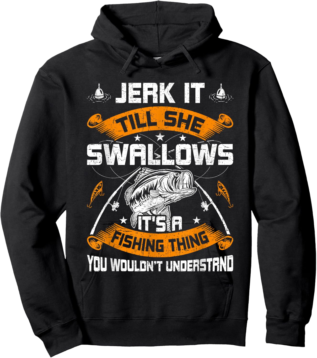 Jerk It Till She Swallows Fly Fishing Hoodie - Hoodie | Black