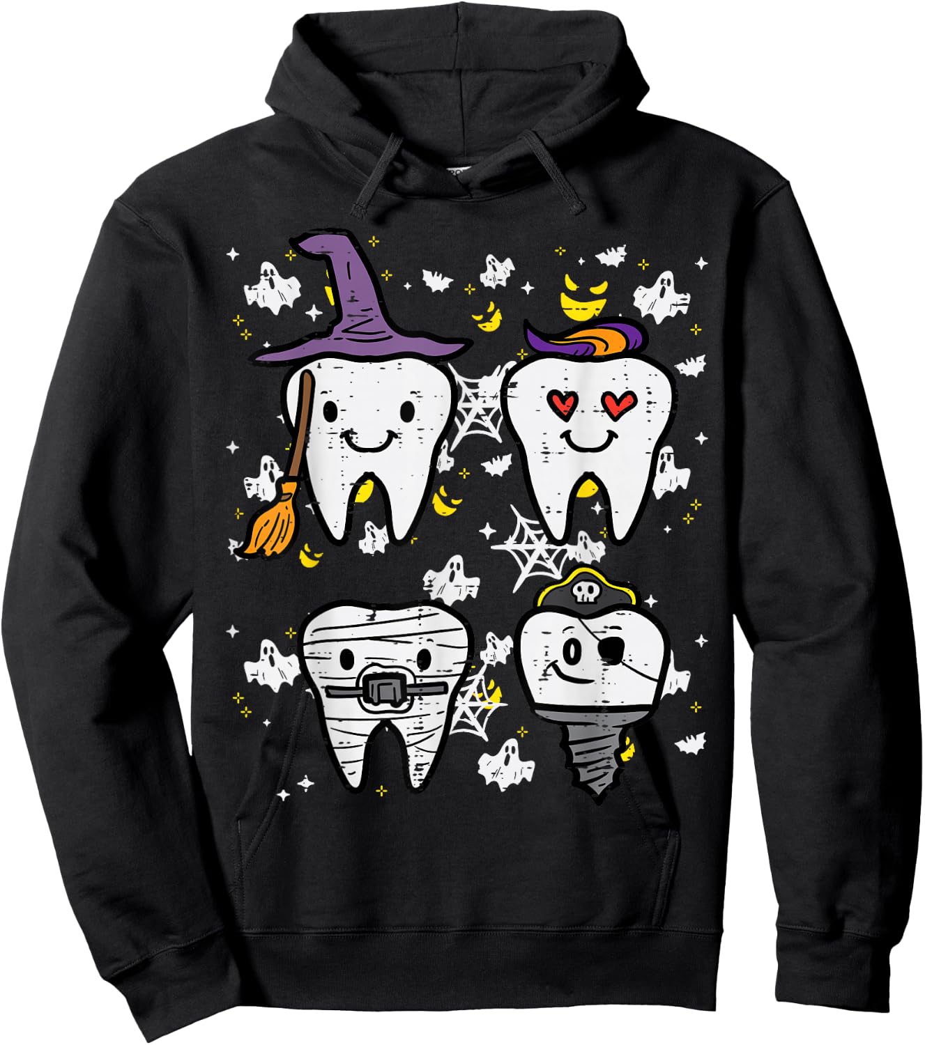 Halloween Dentist Witch Teeth Dental Crew Costume Men Women Hoodie - Hoodie | Black