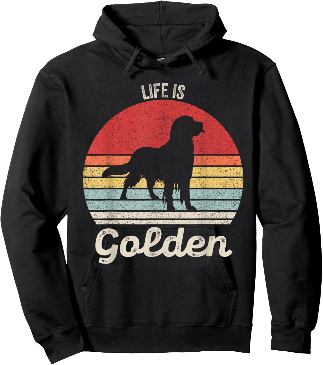Vintage Retro Life Is Golden Shirt Golden Retriever Dog Women Girls Kids Hoodie - Hoodie | Black