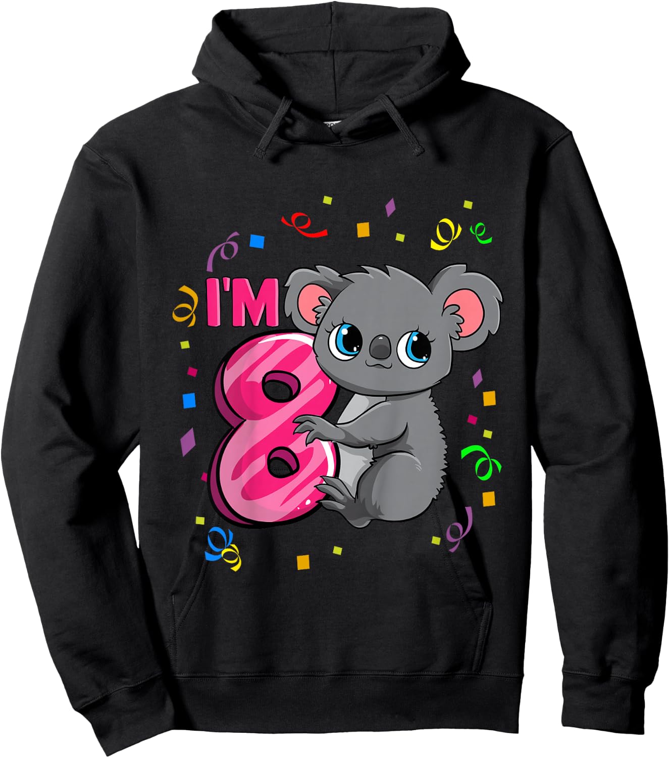8th Birthday Shirt For Girls Koala Bear 8 Years Old Hoodie - Hoodie | Black