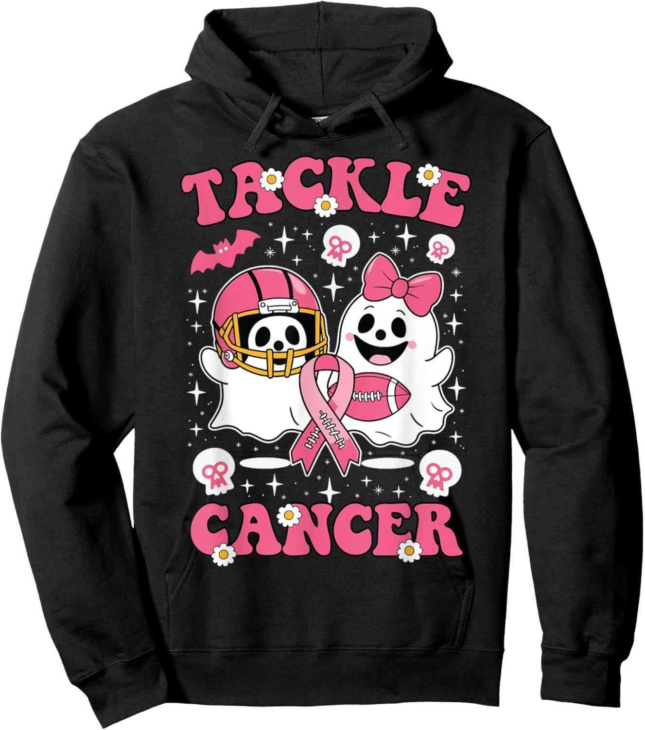 Tackle Football Pink Halloween Breast Cancer Awareness 2024 Hoodie - Hoodie | Black