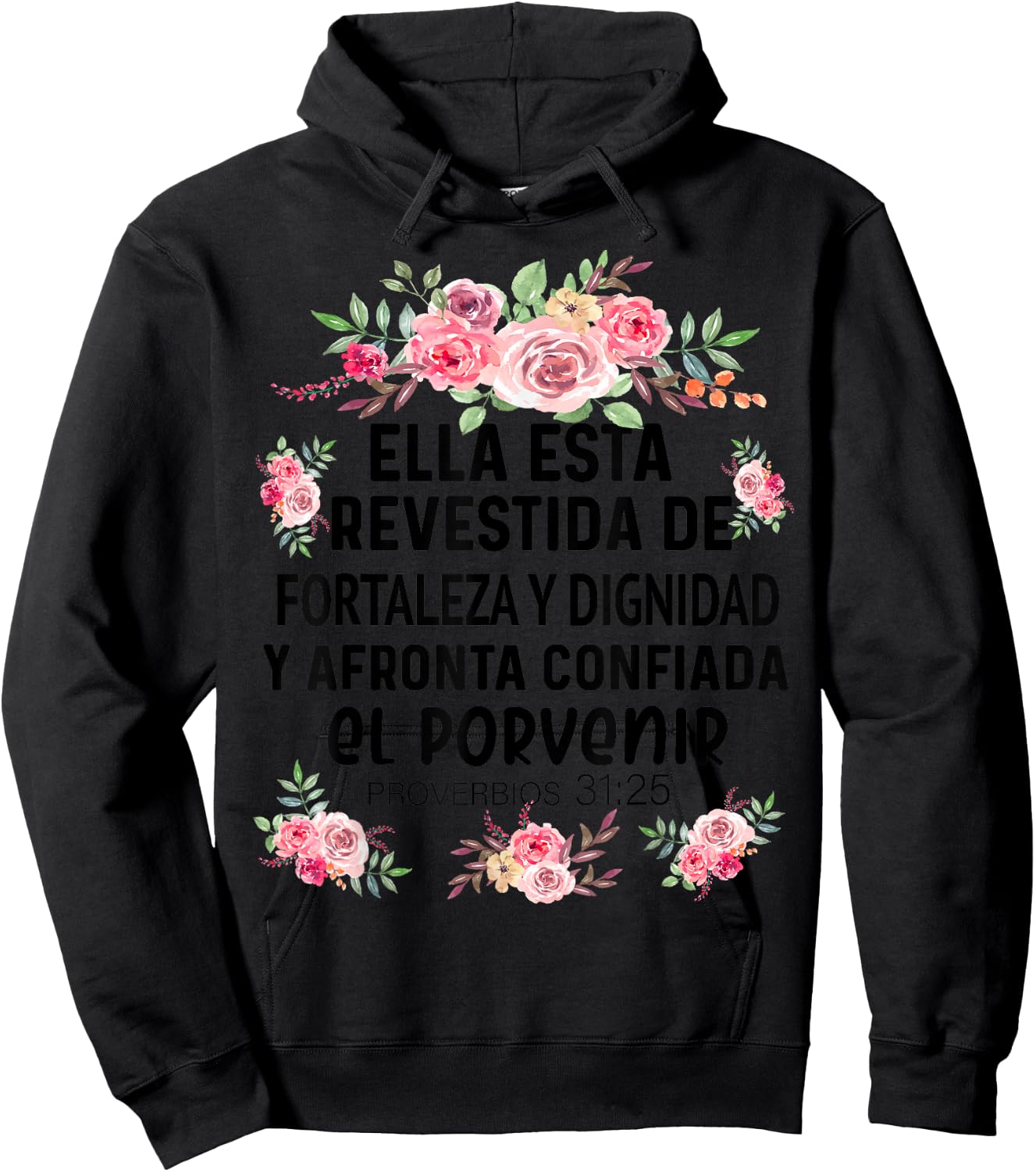 Camiseta cristiana en espanol Versiculo Spanish Christians Hoodie - Hoodie | Black