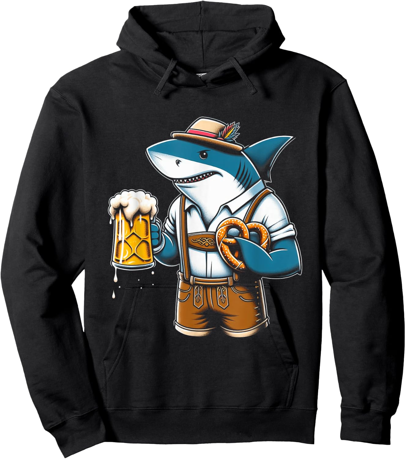 German Oktoberfest Shark Funny Bavarian Men Women Hoodie - Hoodie | Black