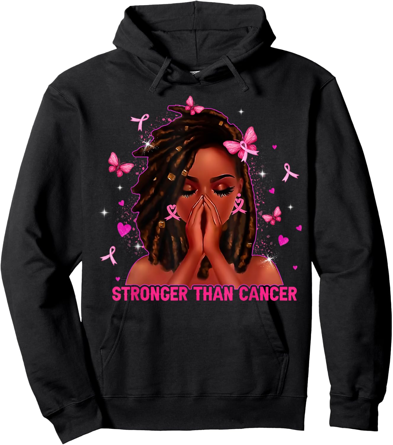 Black Women Melanin Queen Stronger Than Breast Cancer Fight Hoodie - Hoodie | Black