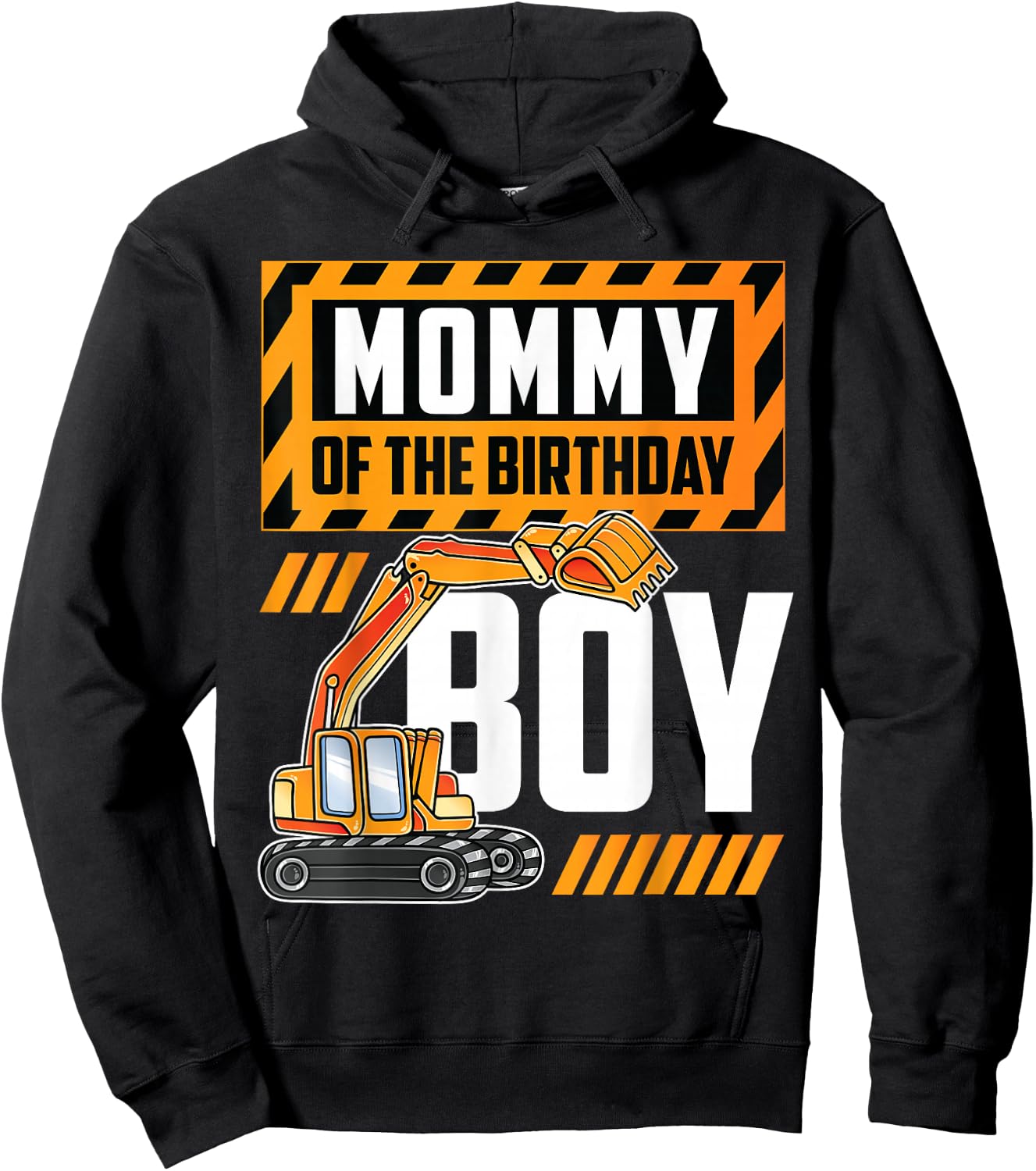 vehicle construction excavator Mommy of the Birthday Boy Hoodie - Hoodie | Black