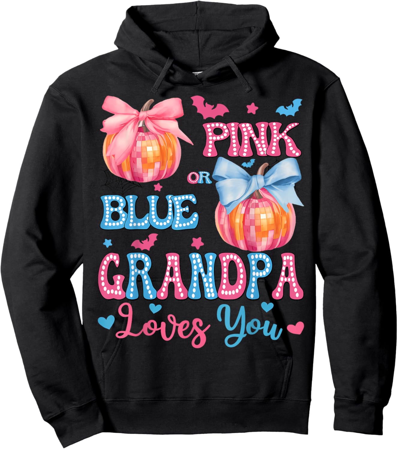 Pink or Blue Grandpa Loves You Gender Reveal Halloween Hoodie - Hoodie | Black