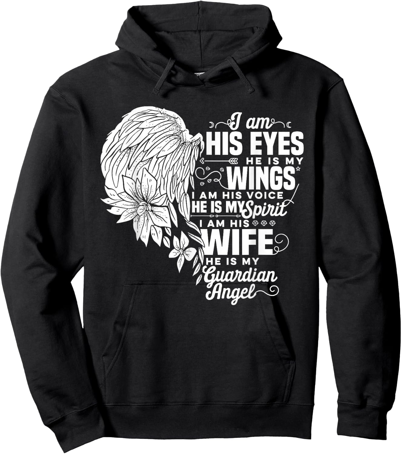 My Husband Is My Guardian Angel Widowed Wife Memorial Day Hoodie - Hoodie | Black