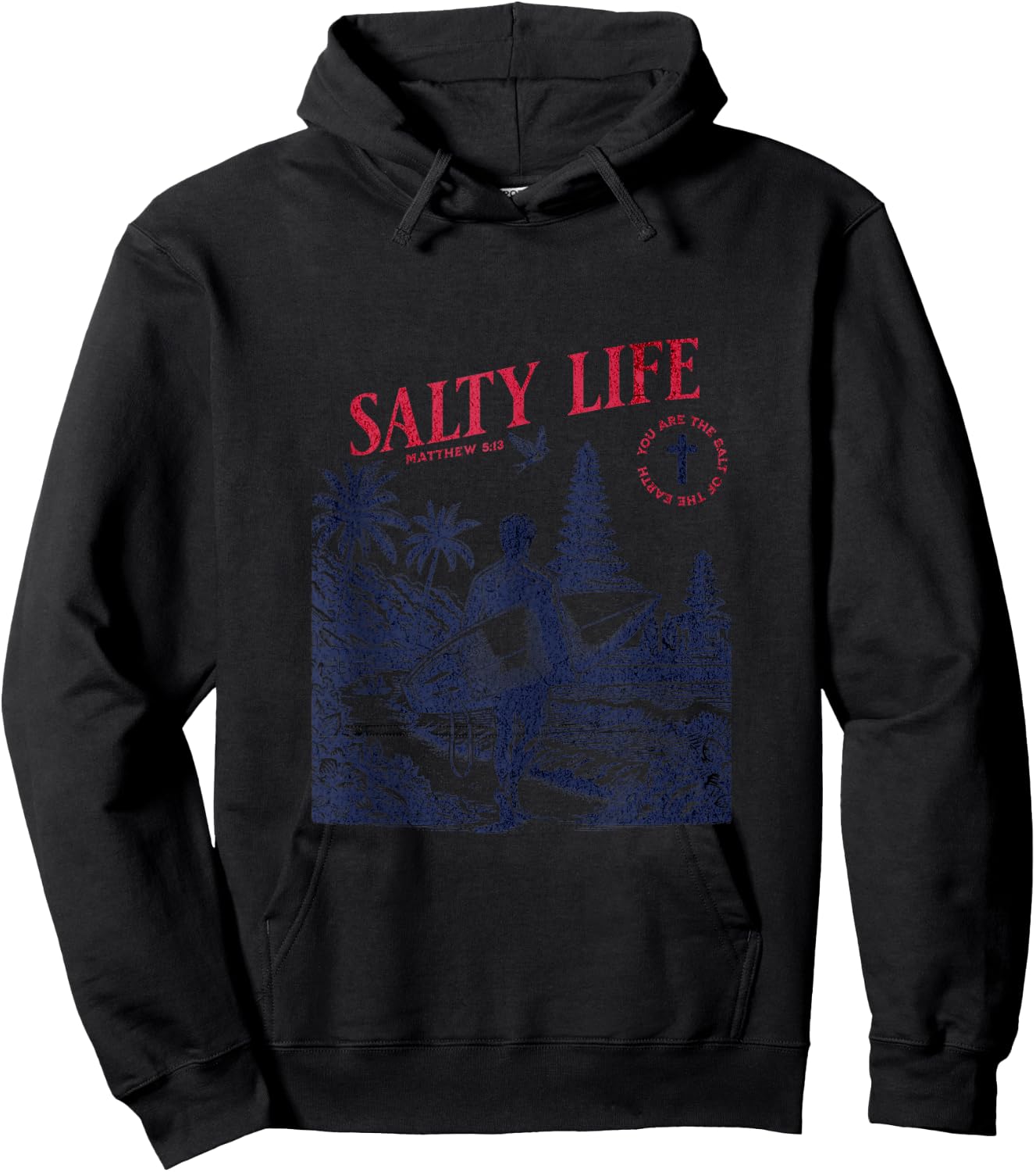 Salty Bible Verse Christian Faith Based Jesus Beach Modest Hoodie - Hoodie | Black