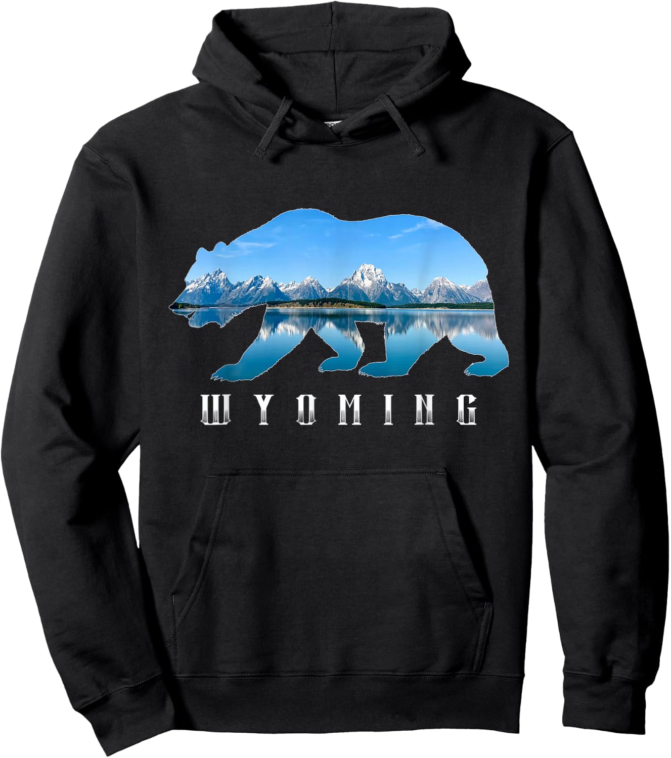 Wyoming Bear & Grand Teton National Park Image Souvenir Hoodie - Hoodie | Black