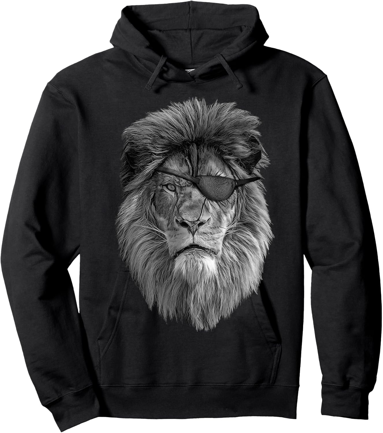 Tough Old Lion - King Of The Jungle With Scars & Eye Patch Hoodie - Hoodie | Black