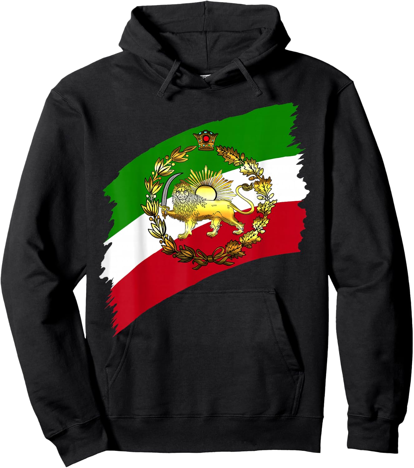 Iran flag with lion and crown Hoodie - Hoodie | Black