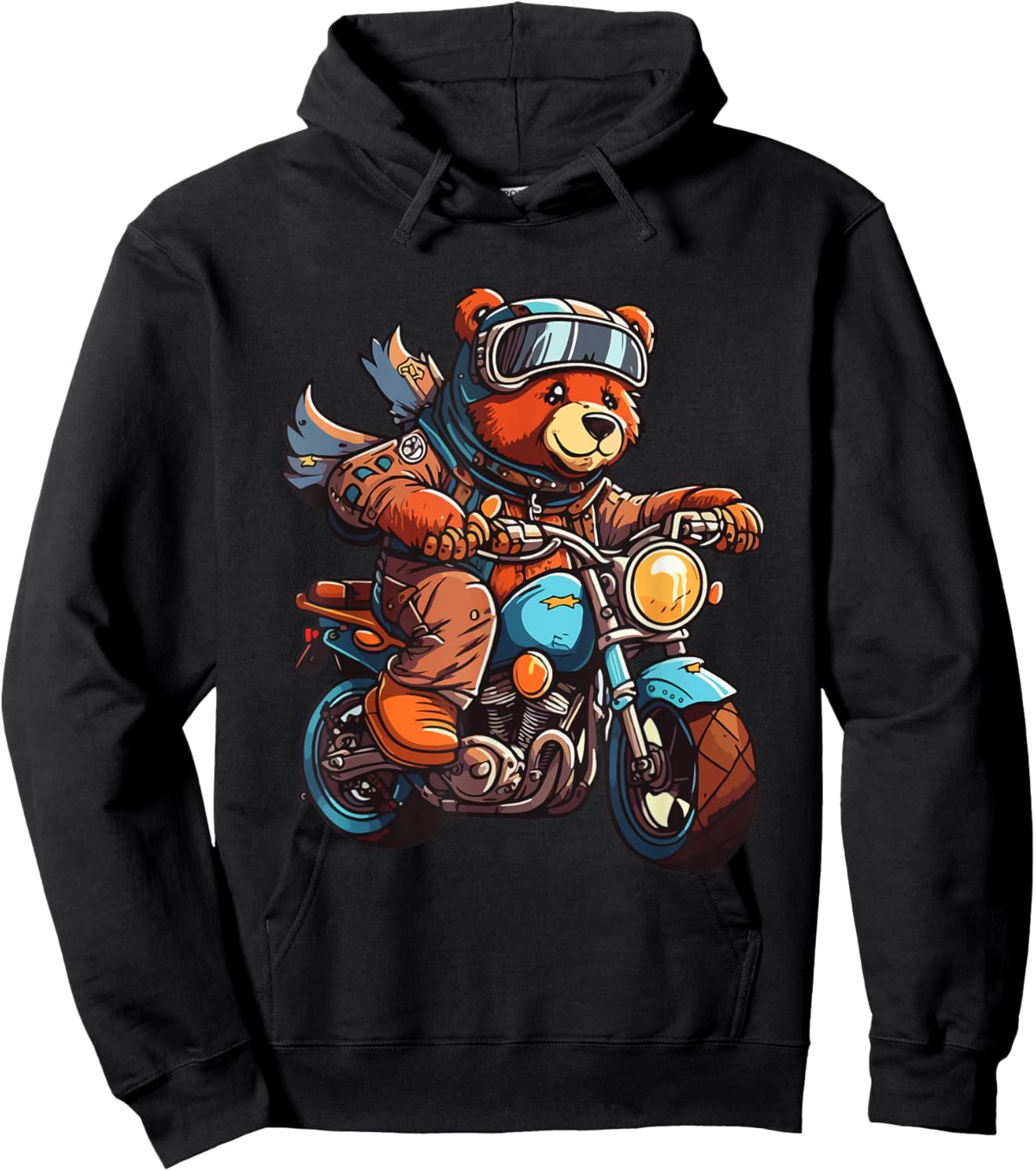 Bear on motorcycle riding biker motorcyclist Hoodie - Hoodie | Black